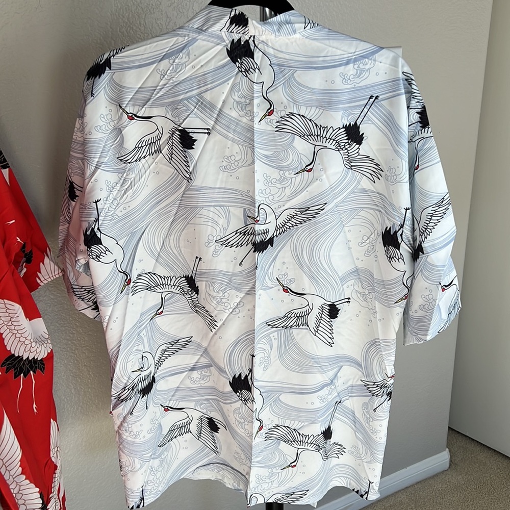 JAPANESE KIMONO 👘 white cranes with strap wrap sleep spring - Picture 6 of 6